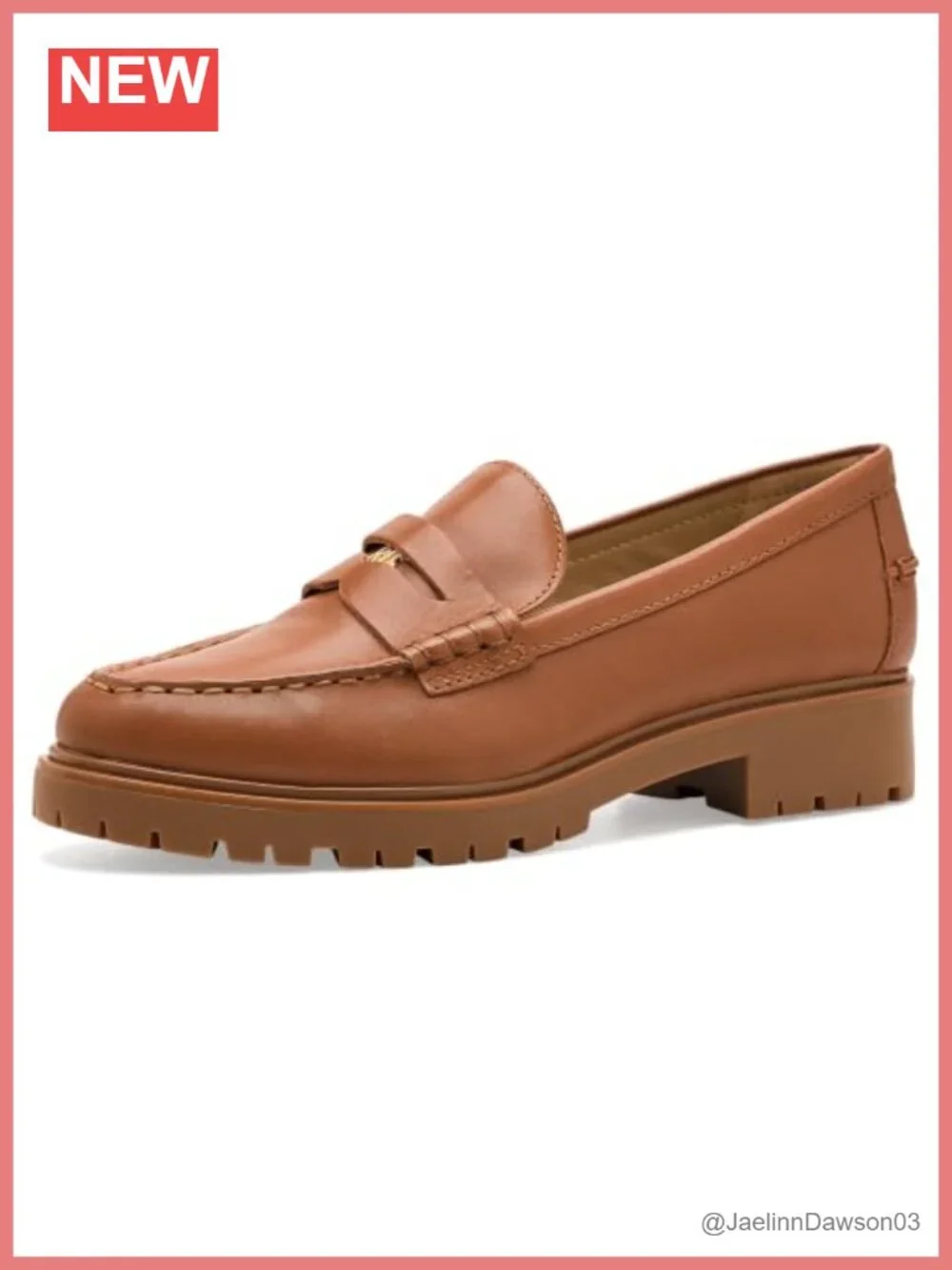 Leather Penny Loafers Slip-Ons with Lug Outsole
